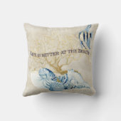 インディゴ海の寿命はビーチの殻の方が優れている クッション (裏面)