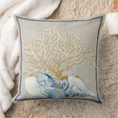 インディゴ海ナウティラスコンチホタテガイ貝殻 クッション (ブランケット)