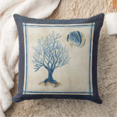 インディゴ海ビーチスケッチブックウォーターカラーサンゴF クッション (ブランケット)