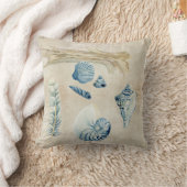 インディゴ海ビーチスケッチブックウォーターカラーシェル クッション (ブランケット)