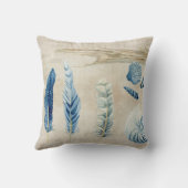 インディゴ海ビーチスケッチブックウォーターカラーシェル クッション (裏面)