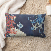 インディゴ海ビーチ熱帯魚の水の色のサンゴ ランバークッション (ブランケット)