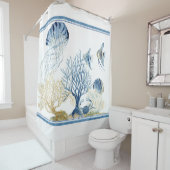 インディゴ海水中シーライフコーラルアンジェルフィッシュ シャワーカーテン (インサイチュ)