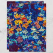 インディゴ紅葉旋回パターンスクラップブック紙 (正面/裏面)