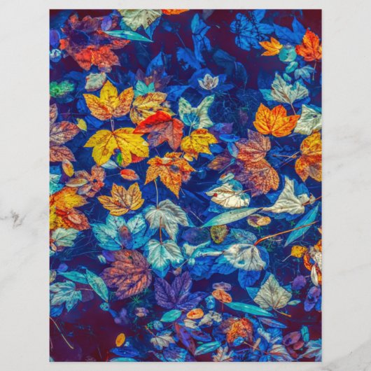 インディゴ紅葉旋回パターンスクラップブック紙 (正面)