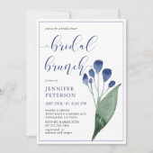 インディゴ素朴ブルーフラワーブライダルブランチ招待状 招待状 (正面)