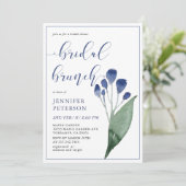 インディゴ素朴ブルーフラワーブライダルブランチ招待状 招待状 (スタンド正面)