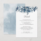 インディゴ結婚フラワーの詳細囲みカード 出欠カード (正面/裏面)