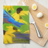 インディゴ絵画バンティング – Bird Art キッチンタオル (四つ折り)