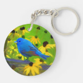 インディゴ絵画バンティング – Bird Art キーホルダー (裏面)