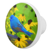 インディゴ絵画バンティング – Bird Art セラミックノブ (右)