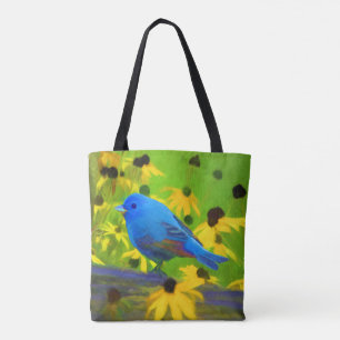 インディゴ絵画バンティング – Bird Art トートバッグ