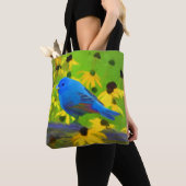 インディゴ絵画バンティング – Bird Art トートバッグ (クローズアップ)