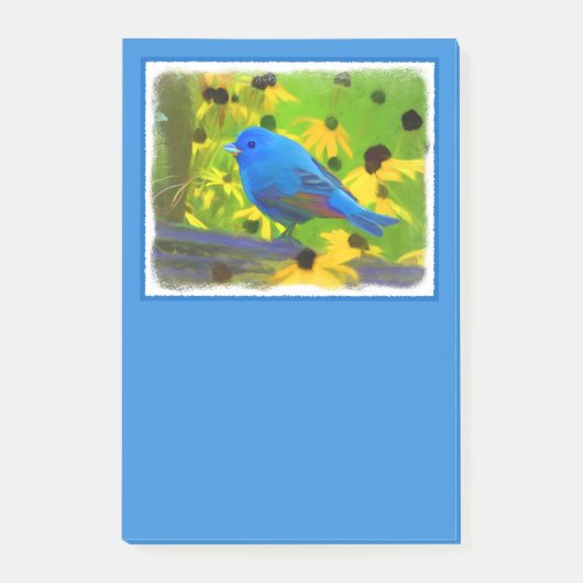 インディゴ絵画バンティング – Bird Art ポストイット (正面)