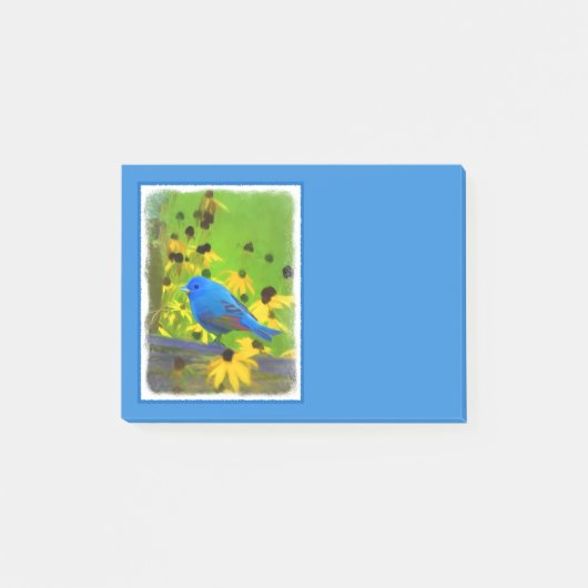 インディゴ絵画バンティング – Bird Art ポストイット (正面)