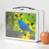 インディゴ絵画バンティング – Bird Art メタルランチボックス (インサイチュ)