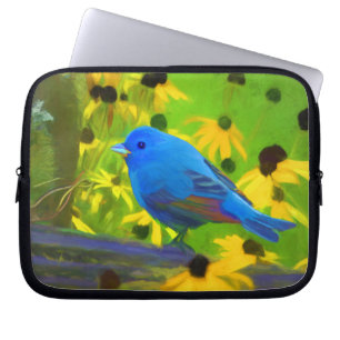 インディゴ絵画バンティング – Bird Art ラップトップスリーブ