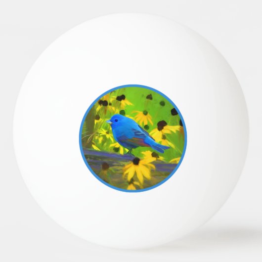 インディゴ絵画バンティング – Bird Art 卓球ボール (正面)