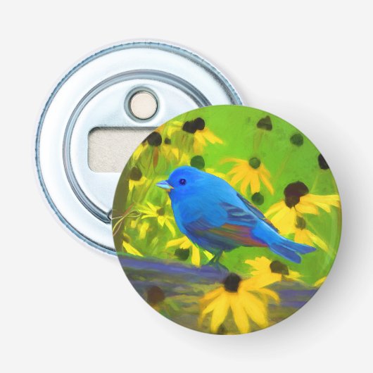 インディゴ絵画バンティング – Bird Art 栓抜き (正面)
