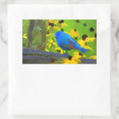 インディゴ絵画バンティング – Bird Art 長方形シール (バッグ)