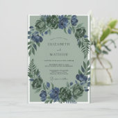 インディゴ苔シダウェディング 招待状 (スタンド正面)