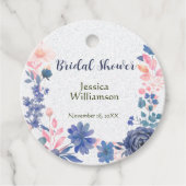 インディゴ赤面花模様ブライダルシャワーカスタマイズ フェイバータグ (正面)