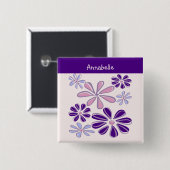 インディゴ開花ドゥードルユアネーム 缶バッジ (正面&裏面)