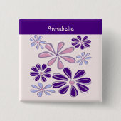 インディゴ開花ドゥードルユアネーム 缶バッジ (正面)