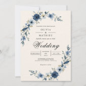 インディゴ開花フローラ結婚アーチズ 招待状 (正面)