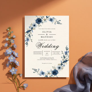 インディゴ開花フローラ結婚アーチズ 招待状
