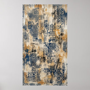 インディゴ オーカー ダストレス パターンポスター ポスター