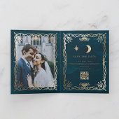 インディゴ オーナメント 中世 ゴールド アイビー ウェディング 案内状