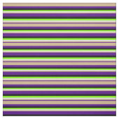 インディゴ、タン、ライトシアン、緑と黒の線 ファブリック (見本)