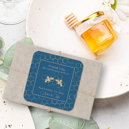 インディゴ&ハニカムゴールデンビーウェディングシャワー スクエアシール