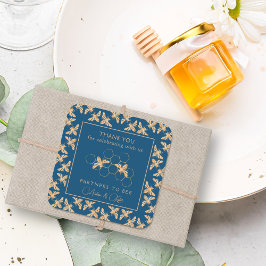 インディゴ&ハニカムゴールデンビーウェディングシャワー スクエアシール