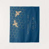 インディゴ&ハニカムビーウェディングシャワー背景 タペストリー (正面)