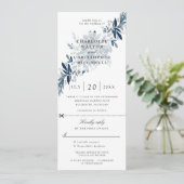 インディゴ フラワー ウェディング インビテーションに RSVP 付 招待状 (スタンド正面)