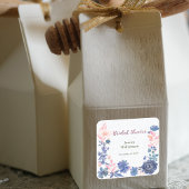 インディゴ ブラッシュ フラワーズ ブライダル シャワー カスタマイズ スクエアシール