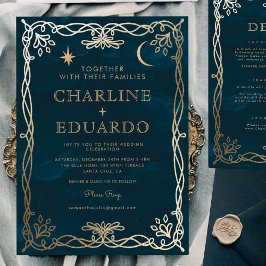 インディゴ・メディーバルゴールド・アイビー・ウェディング・インビテーション 招待状