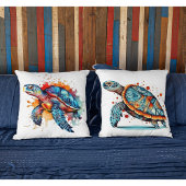 インディゴ モザイク アカウミガメ クッション