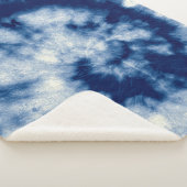 インディゴ・ラウンド。ボヘミアン絞り染め。青い転がサイケード シェルパブランケット (3/4)