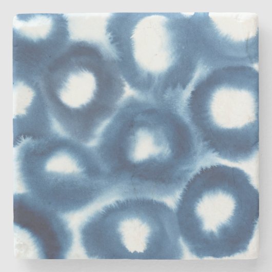 インディジオウォーターカラープリントサークル ストーンコースター (正面)