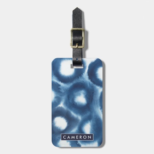 インディジオウォーターカラープリントサークル ラゲッジタグ (正面縦)