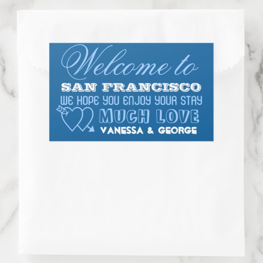 インディハートネイビータイプの町の抱き枕の好意 長方形シール (バッグ)