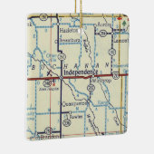 インディペンデンスアイオワヴィンテージマップ セラミックオーナメント (右)