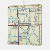インディペンデンスアイオワヴィンテージマップ セラミックオーナメント (左)