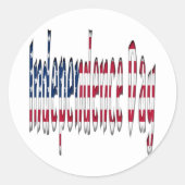 インディペンデンスデイスター&ストライプアメリカタイポグラフィ ラウンドシール (正面)