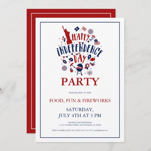 インディペンデンスデイパーティの招待状 招待状 (正面/裏面)