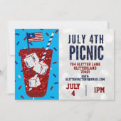 インディペンデンスデイピクニック7月4日グリッター 招待状 (裏面)
