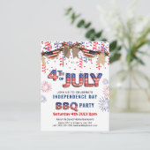 インディペンデンスデイ花火紙吹雪BBQ招待状 ポストカード (スタンド正面)